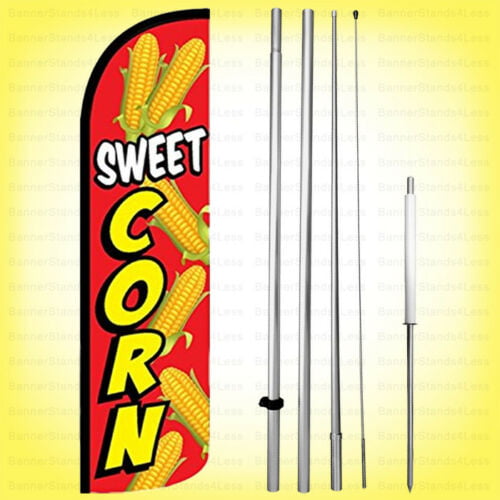 5 Swooper Flutter Feather Flags KETTLE CORN Man Making Corn Red Yellow 